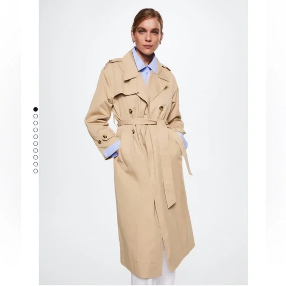MANGO COTTON CLASSIC TRENCH COAT - Beige size small